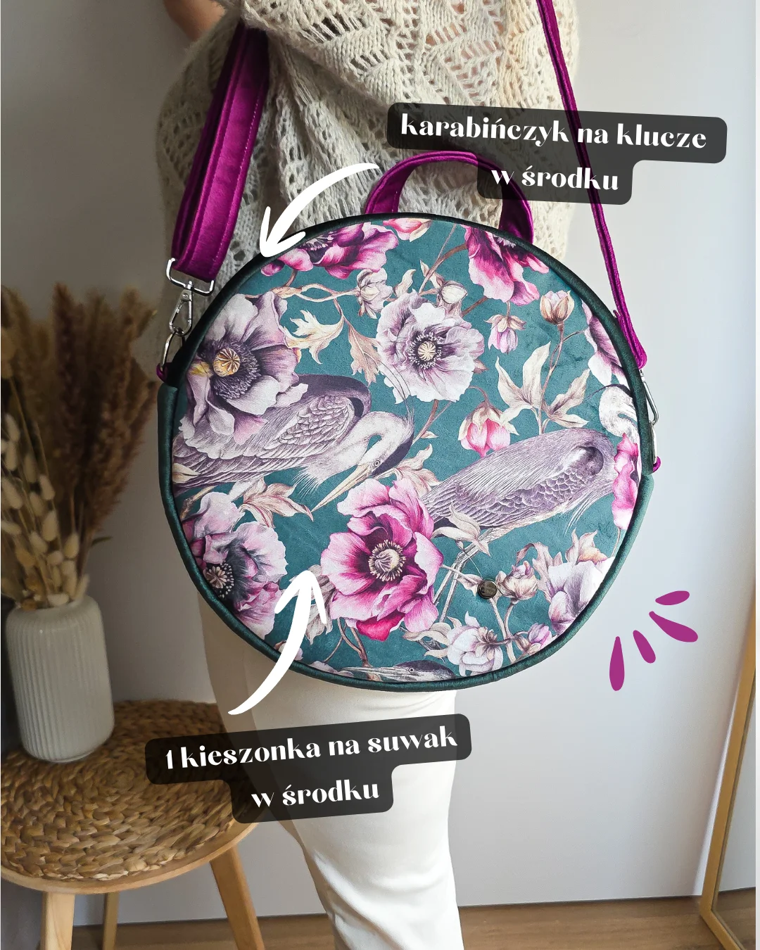 Plecak Okrągły Kolorowy Czapla