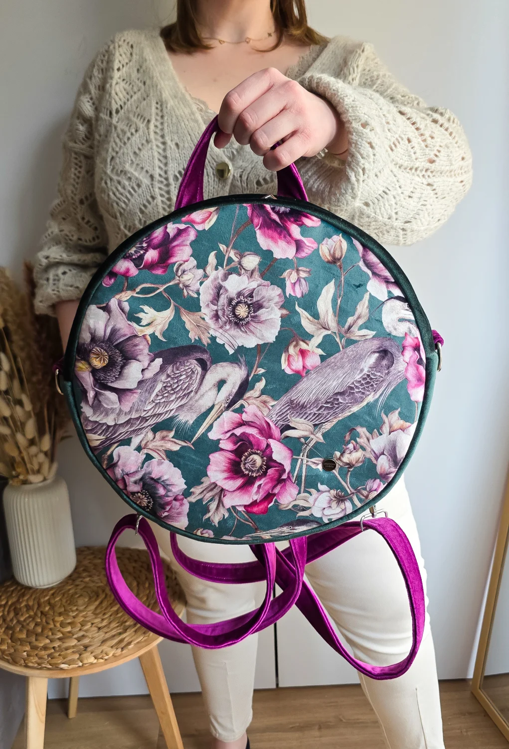 Plecak Okrągły Kolorowy Czapla