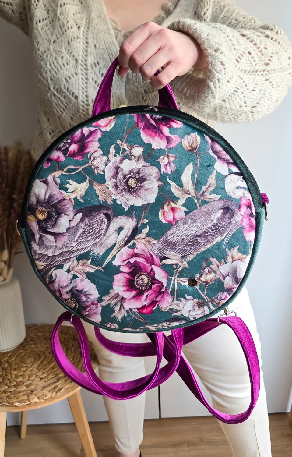 Plecak Okrągły Kolorowy Czapla