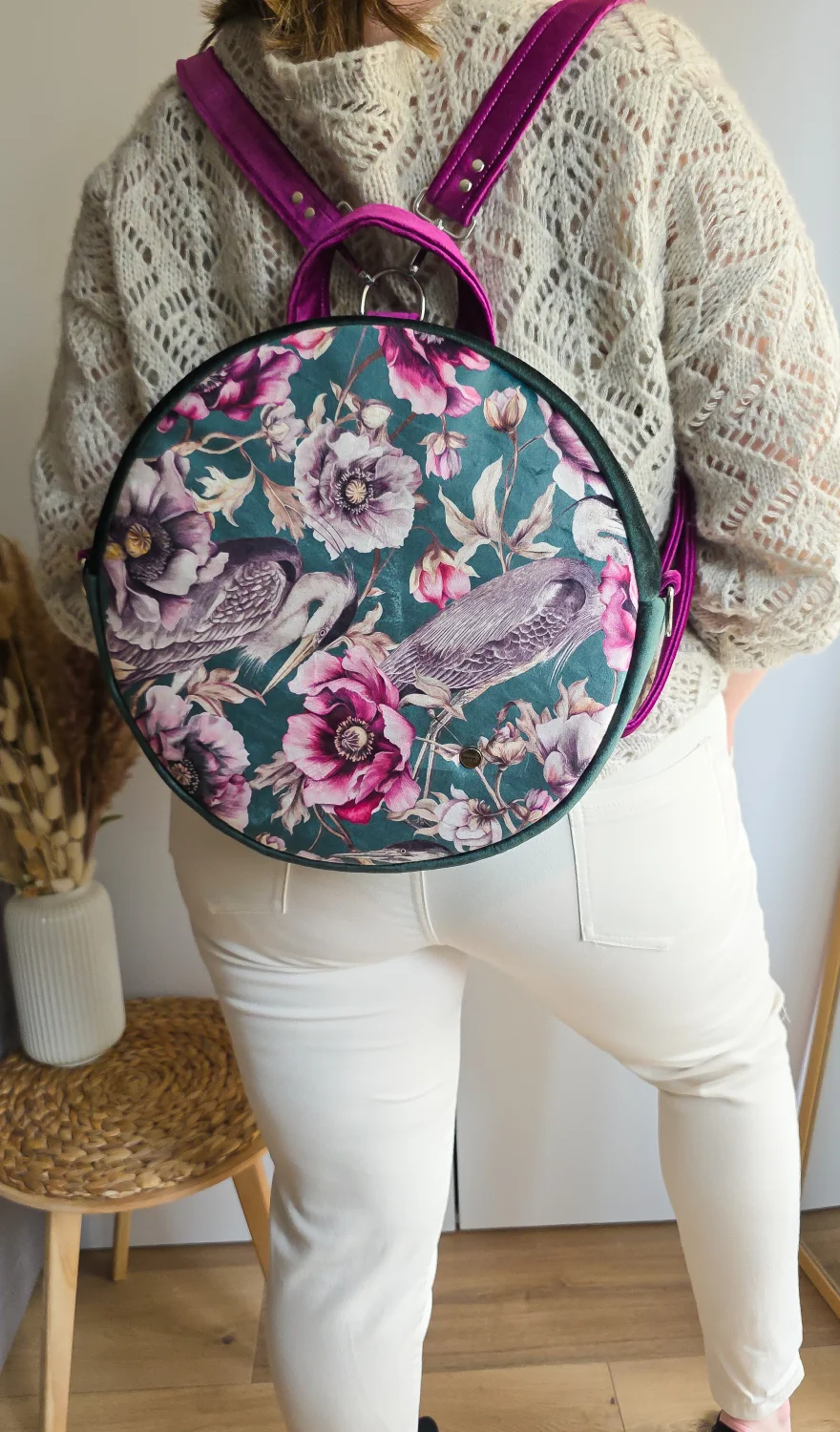 Plecak Okrągły Kolorowy Czapla