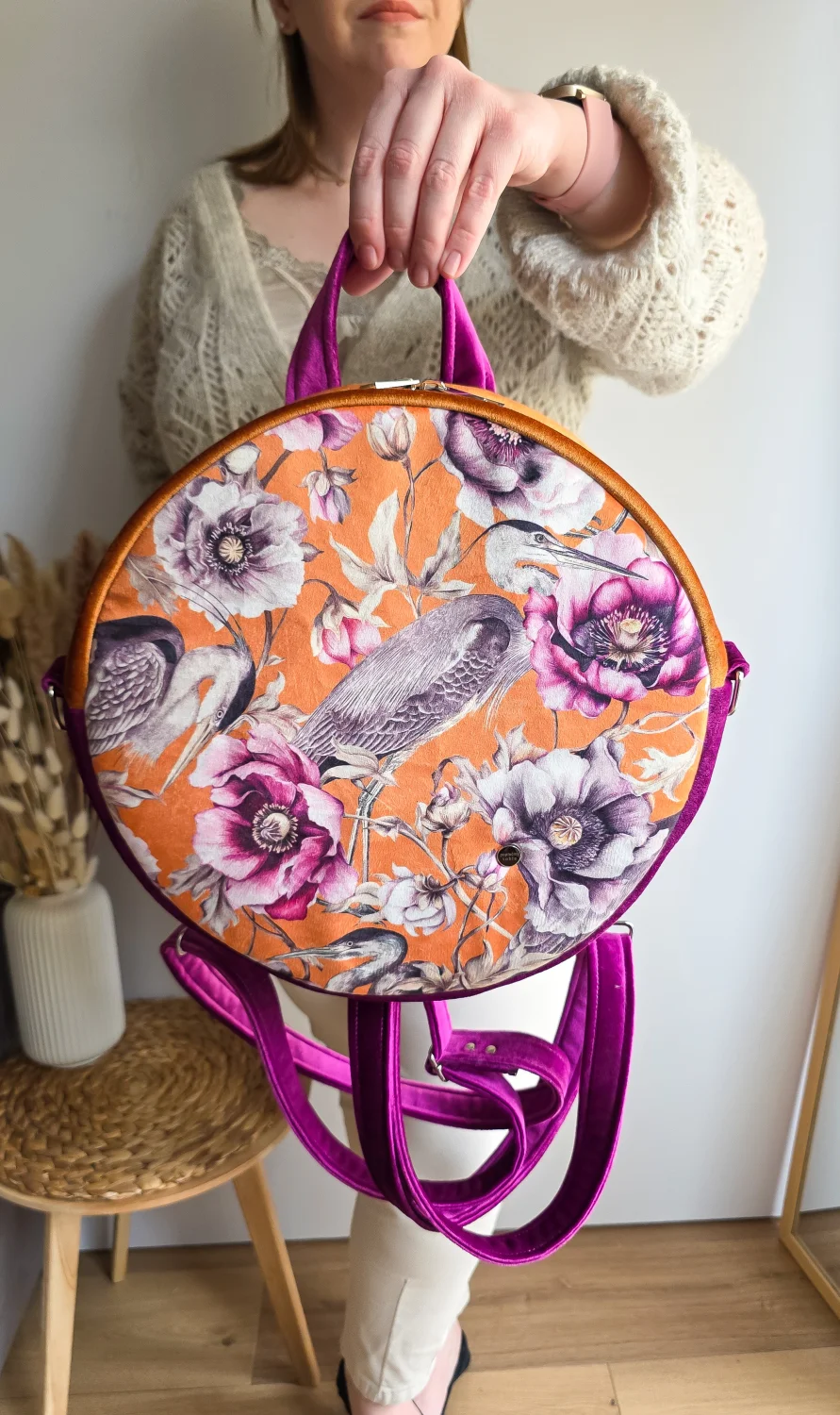 Plecak Okrągły Damski Czapla Pomarańczowy