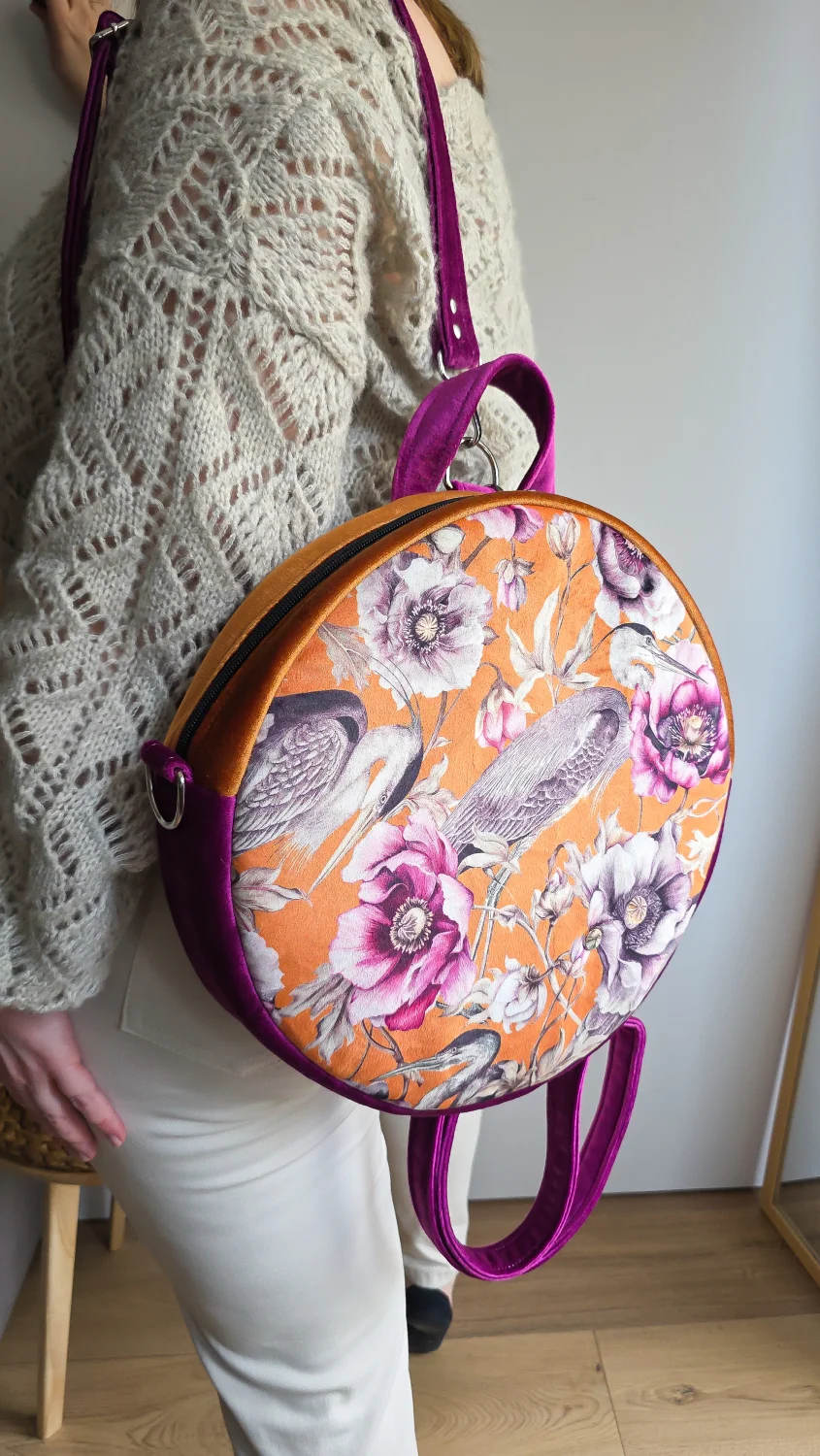 Plecak Okrągły Damski Czapla Pomarańczowy
