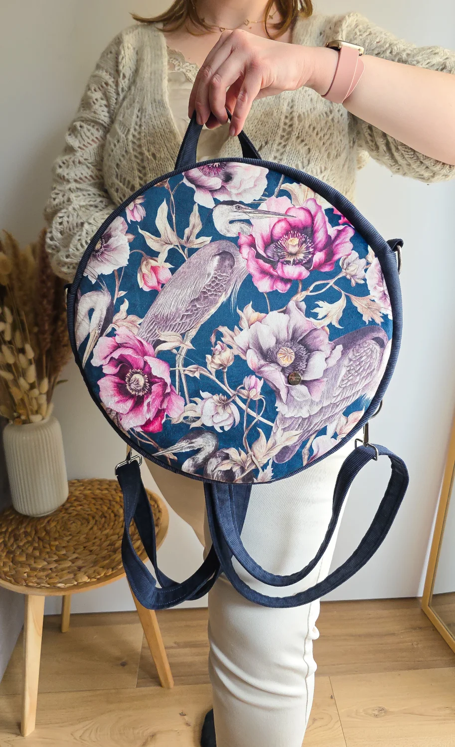 Plecak Okrągły Damski Czapla Granatowy