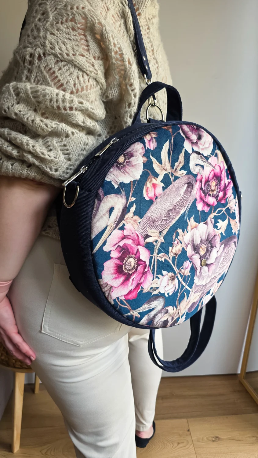 Plecak Okrągły Damski Czapla Granatowy