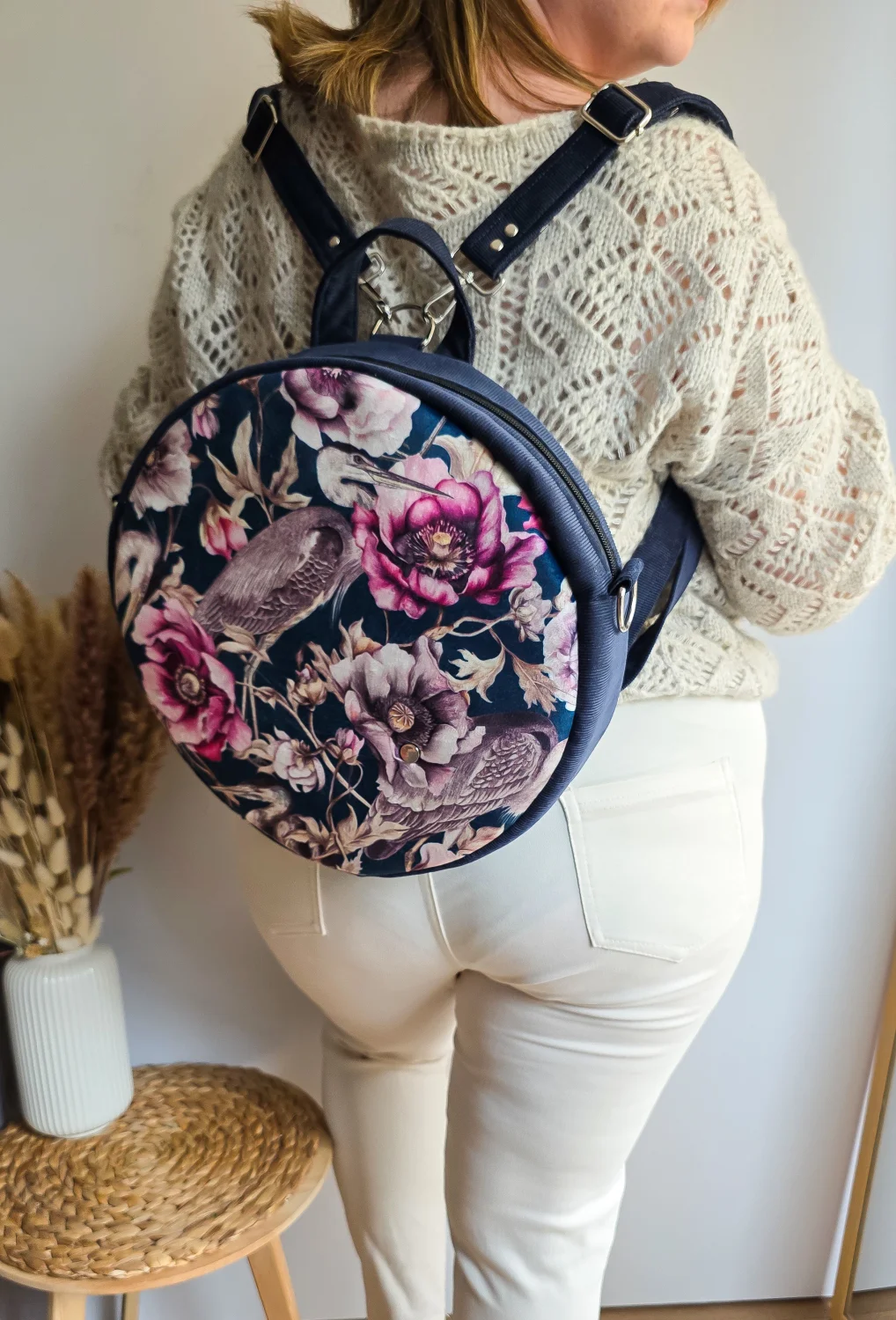 Plecak Okrągły Damski Czapla Granatowy