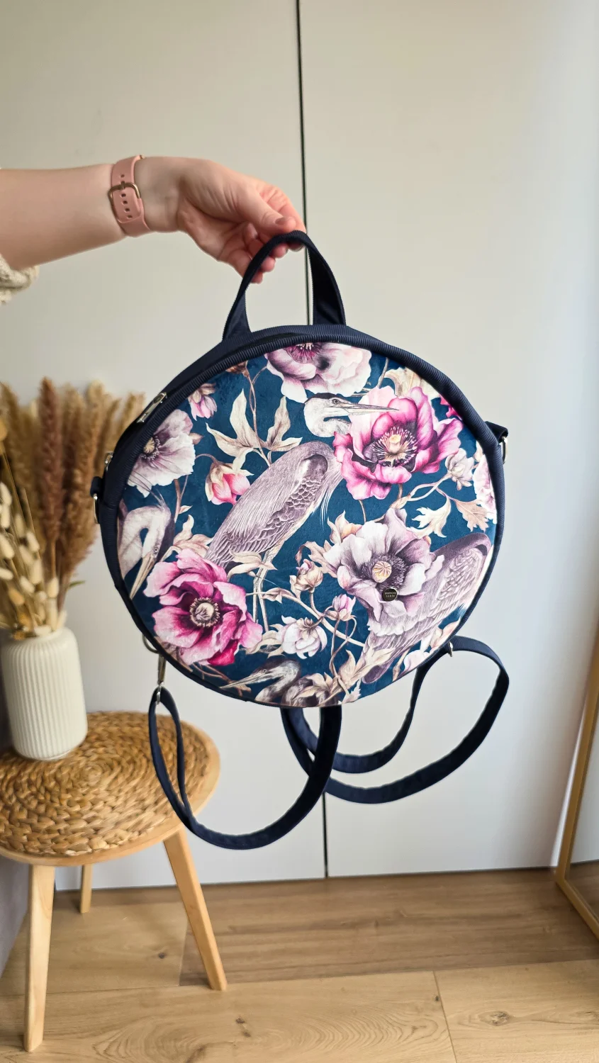 Plecak Okrągły Damski Czapla Granatowy