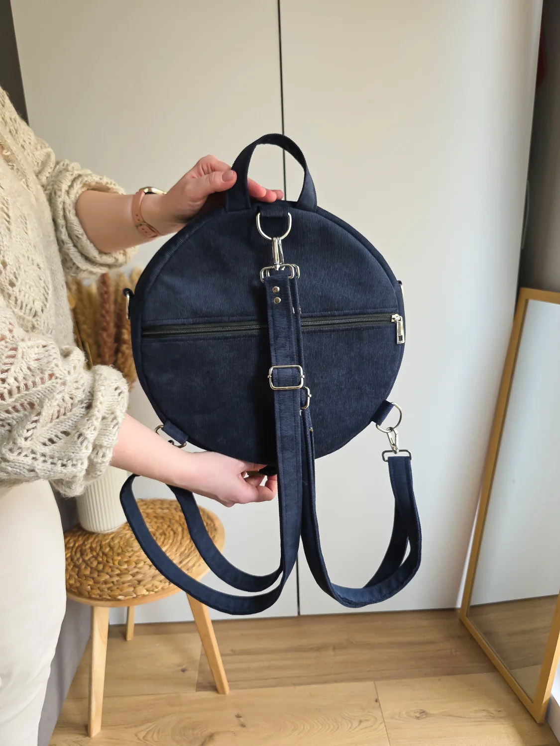 Plecak Okrągły Damski Czapla Granatowy