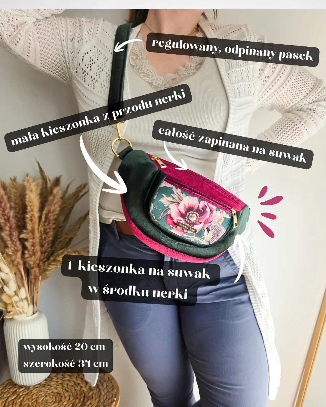 Nerka Damska Pola Fioletowe Kwiaty